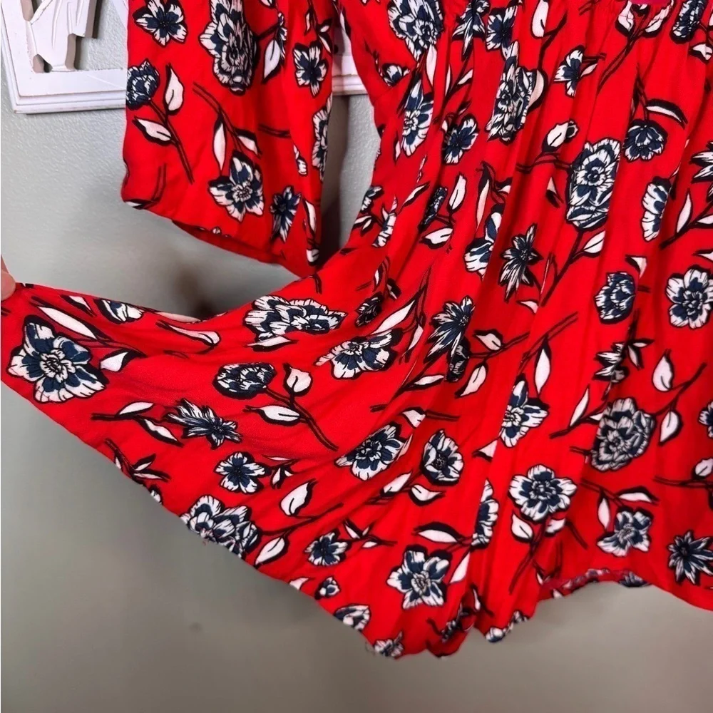 MinkPink Terrace Red Floral Mini Romper Medium